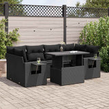 vidaXL 7-delige Loungeset met kussens poly rattan zwart