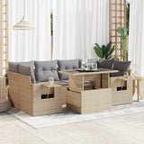 vidaXL 7-delige Loungeset met kussens poly rattan zwart