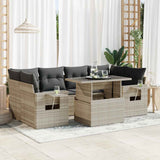 vidaXL 7-delige Loungeset met kussens poly rattan zwart