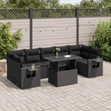 vidaXL 8-Piece Poly Rattan Lounge Set with Cushions Black