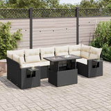 vidaXL 8-Piece Poly Rattan Lounge Set with Cushions Black