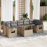 vidaXL 8-Piece Poly Rattan Lounge Set with Cushions Black