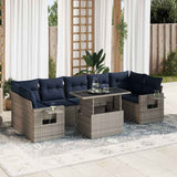 vidaXL 8-delige tuinbankset met kussens, zwart polyrotan