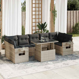 vidaXL 8-Piece Poly Rattan Lounge Set with Cushions Black