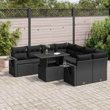 vidaXL 9-piece Poly Rattan Lounge Set with Cushions Black