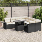 vidaXL 9-piece Poly Rattan Lounge Set with Cushions Black