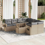vidaXL 9-piece Poly Rattan Lounge Set with Cushions Black