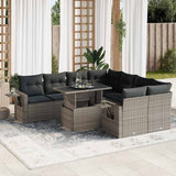 vidaXL 9-piece Poly Rattan Lounge Set with Cushions Black