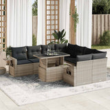 vidaXL 9-piece Poly Rattan Lounge Set with Cushions Black