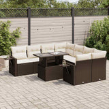 vidaXL 9-piece Poly Rattan Lounge Set with Cushions Black