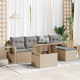 vidaXL 6-delige Loungeset met kussens poly rattan zwart
