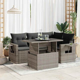 vidaXL 5-delige Loungeset met kussens poly rattan zwart