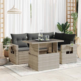 vidaXL 5-delige Loungeset met kussens poly rattan zwart