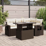 vidaXL 5-delige Loungeset met kussens poly rattan zwart