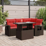 vidaXL 5-piece Garden Sofa Set with Cushions Black Poly Rattan