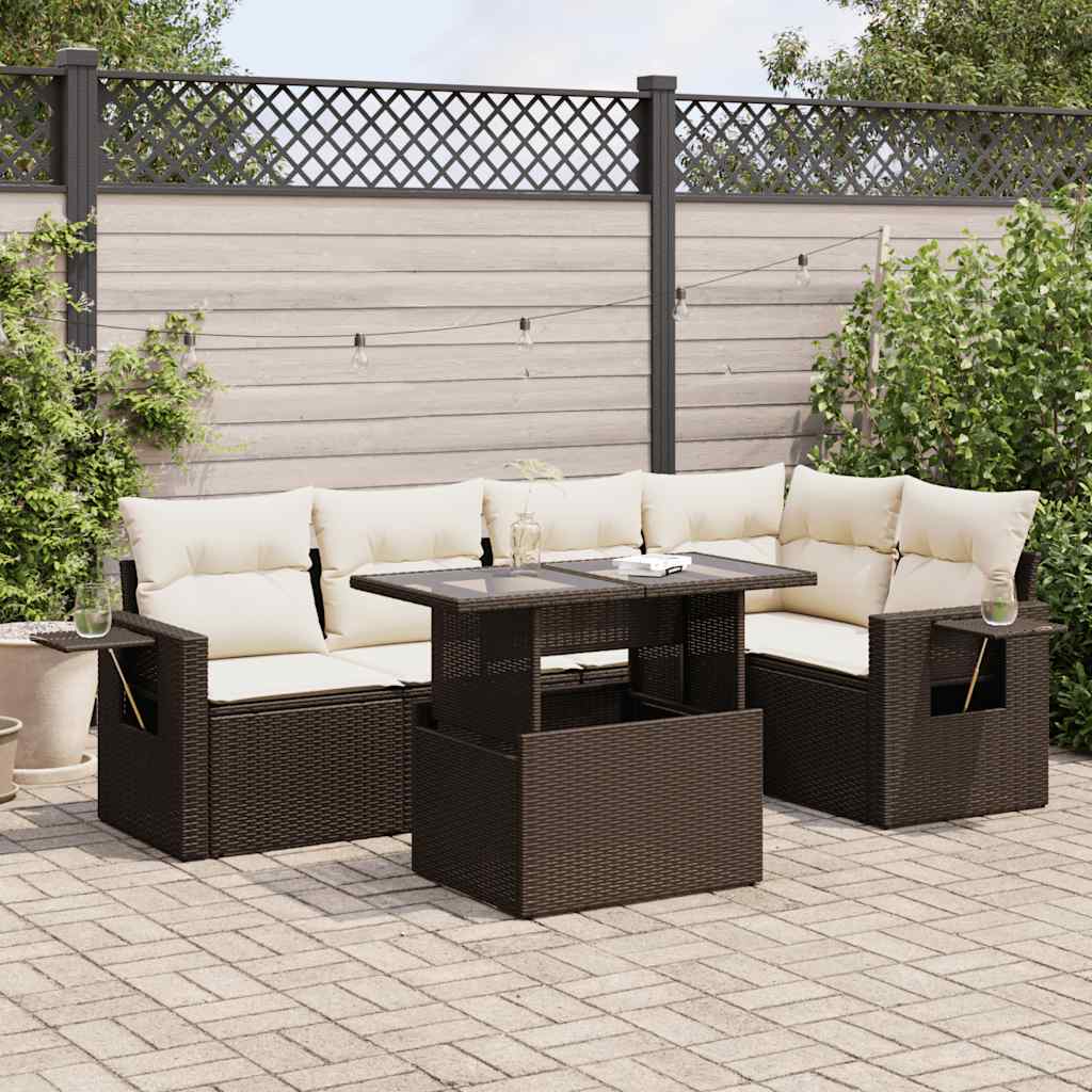 vidaXL 6-Piece Lounge Set with Cushions Poly Rattan Black