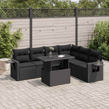 vidaXL 7-Piece Lounge Set with Cushions Poly Rattan Black