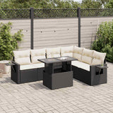 vidaXL 7-Piece Lounge Set with Cushions Poly Rattan Black
