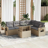 vidaXL 7-Piece Lounge Set with Cushions Poly Rattan Black