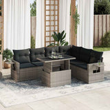 vidaXL 7-Piece Lounge Set with Cushions Poly Rattan Black