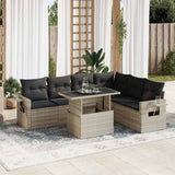 vidaXL 7-Piece Lounge Set with Cushions Poly Rattan Black