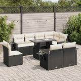 vidaXL 9-delige Loungeset met kussens poly rattan zwart