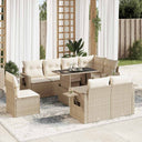 vidaXL 9-delige Loungeset met kussens poly rattan zwart
