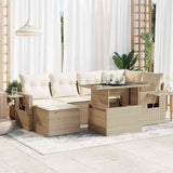vidaXL 7-delige Loungeset met kussens poly rattan zwart