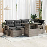 vidaXL 7-delige Loungeset met kussens poly rattan zwart