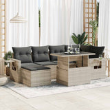 vidaXL 7-delige Loungeset met kussens poly rattan zwart