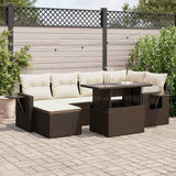 vidaXL 7-delige Loungeset met kussens poly rattan zwart
