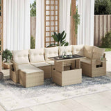 vidaXL 8-delige Loungeset met kussens poly rattan zwart