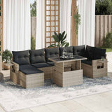 vidaXL 8-delige Loungeset met kussens poly rattan zwart