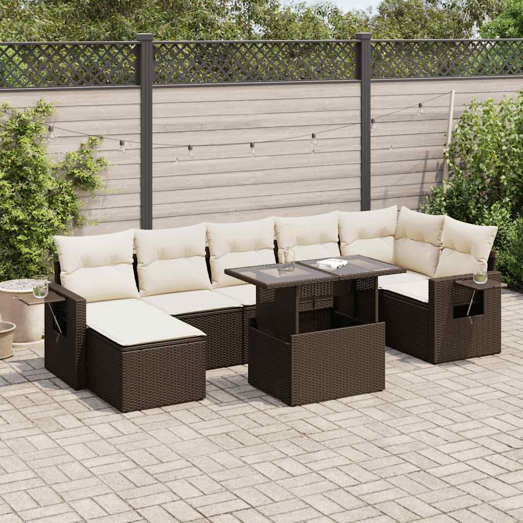 vidaXL 8-delige Loungeset met kussens poly rattan zwart