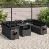 vidaXL 10-Piece Lounge Set with Cushions Poly Rattan Black