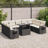 vidaXL 10-Piece Lounge Set with Cushions Poly Rattan Black
