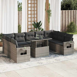 vidaXL 10-Piece Lounge Set with Cushions Poly Rattan Black