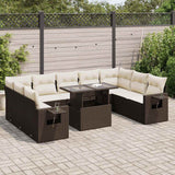 vidaXL 10-Piece Lounge Set with Cushions Poly Rattan Black