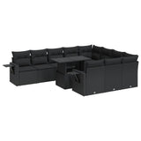 vidaXL 11-Piece Lounge Set with Cushions Poly Rattan Black