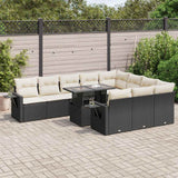 vidaXL 11-Piece Lounge Set with Cushions Poly Rattan Black