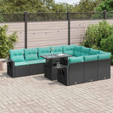vidaXL 11-delige Loungeset met kussens poly rattan acacia grijs