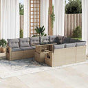 vidaXL 11-Piece Lounge Set with Cushions Poly Rattan Black