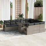 vidaXL 11-Piece Lounge Set with Cushions Poly Rattan Black