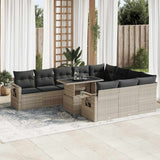 vidaXL 11-Piece Lounge Set with Cushions Poly Rattan Black