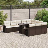 vidaXL 11-Piece Lounge Set with Cushions Poly Rattan Black