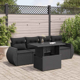 vidaXL 5-Piece Lounge Set with Cushions Poly Rattan Black