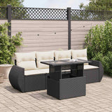 vidaXL 5-Piece Lounge Set with Cushions Poly Rattan Black