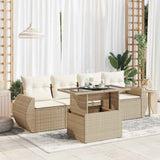 vidaXL 5-Piece Lounge Set with Cushions Poly Rattan Black