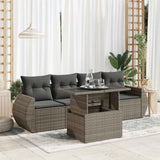 vidaXL 5-Piece Lounge Set with Cushions Poly Rattan Black