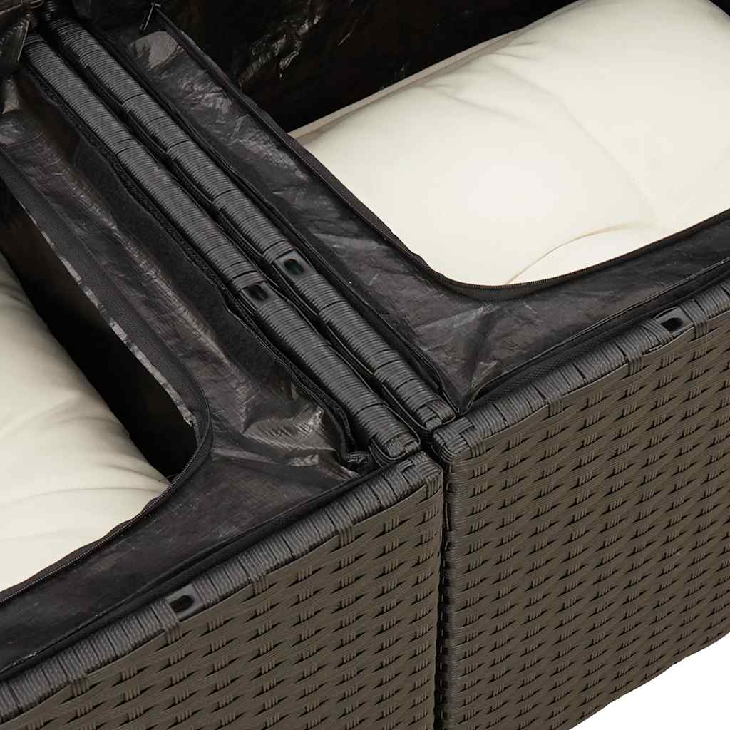 vidaXL 6-Piece Lounge Set with Cushions Poly Rattan Black
